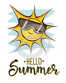 Hello Summer. Creative graphic vector lettering