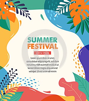 Hello Summer, festival and fair banner design with vintage colors