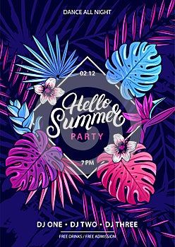 Hello Summer hand written lettering text