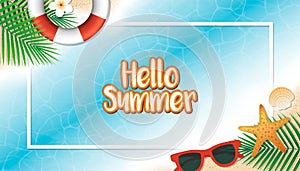 Hello summer holiday background. Season vacation, weekend. Vector Illustration.