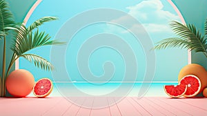 Hello summer holiday beach vacation theme horizontal banner.