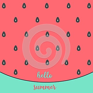 Hello Summer inscription on the background of watermelon.