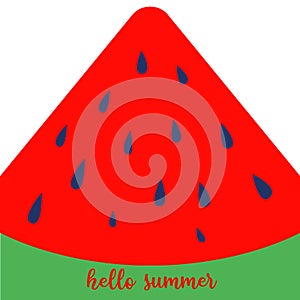 Hello Summer inscription on the background of watermelon.