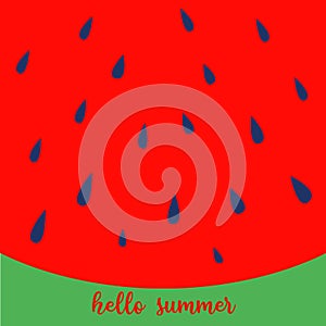 Hello Summer inscription on the background of watermelon.