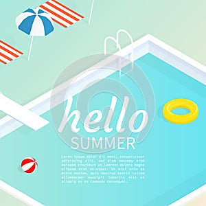 hello summer isometric pool float Beach ball vector
