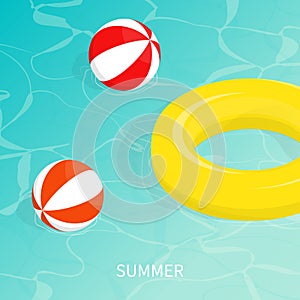 Hello summer isometric pool float Beach ball vector