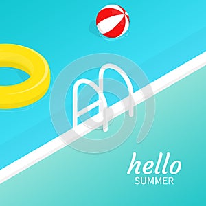 Hello summer isometric pool float Beach ball vector