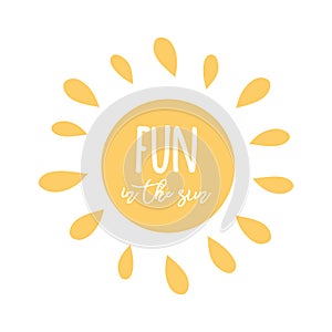 Hello Summer lettering design. Illustration Sun logo icon