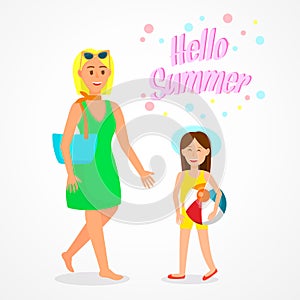 Hello Summer Lettering Travel Poster, Postcard