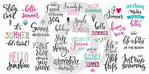 Hello summer lettering typography big set