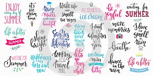 Hello summer lettering typography big set