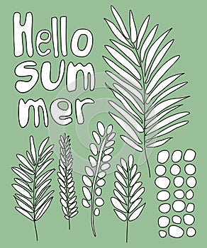 Hello summer. Retro design template for print design. Welcome party poster Lettering typography. Vector logo template