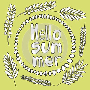 Hello summer. Retro design template for print design. Welcome party poster Lettering typography. Vector logo template