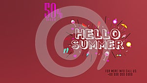 `Hello Summer` summer sale promotional banner templates. colorful background