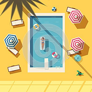 Hello summer. Swimming pool. Flat vector illustration.