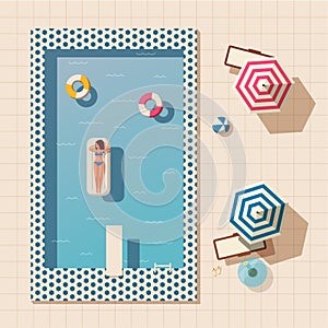 Hello summer. Swimming pool. Flat vector illustration.