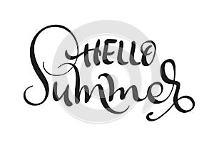 Hello Summer text isolated on white background. calligraphy and lettering