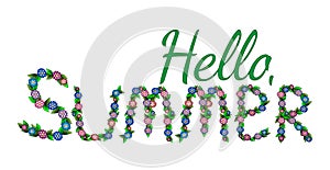 Hello summer text isolated on the white background