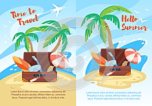 Hello Summer, Time to Travel Vertical Banners Set,