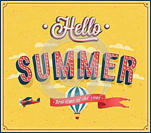 Hello summer typographic design.