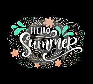 Hello Summer typography poster, print