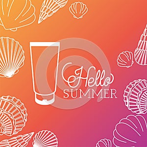 Hello summer and vacation silhouette design