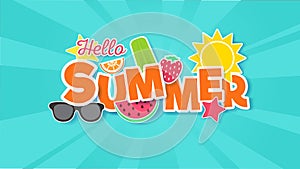 Hello Summer vector banner design.