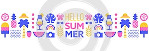 Hello summer wide horizontal banner