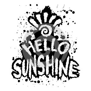 Hello Sunshine. Hand drawn vector lettering.