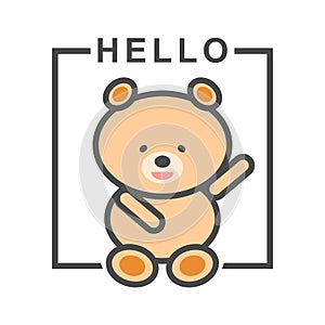 Hello teddy bear isolated on white background