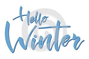 Hello winter brush hand lettering text isolated