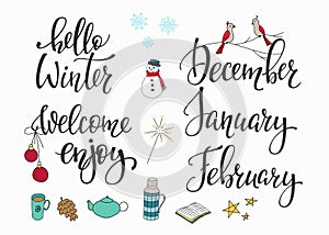 Hello Winter December January February set