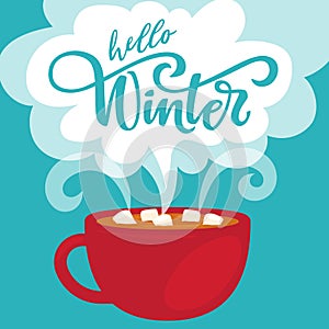 Hello Winter greeting card.