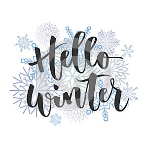 Hello winter hand written inscription