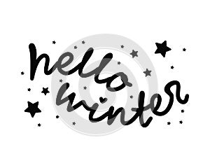 Hello winter, seasonal theme graphic text