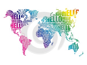 HELLO Word Cloud World Map