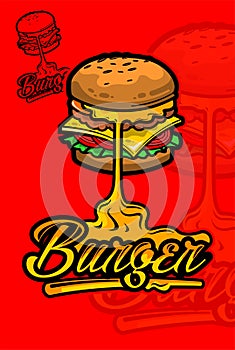 Hello World Cartoon Burger Illustration