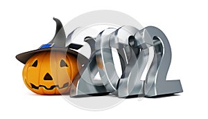 Helloween 2022 on a white background 3D illustration, 3D rendering