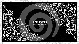 helloween hand drawn vector background semaless pattern