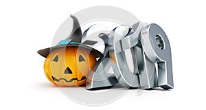 Hellowen 2019 on a white background 3D illustration, 3D rendering