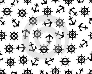 Helm and anchor, seamless pattern