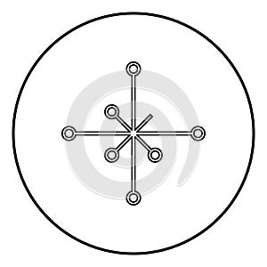 Helm of awe aegishjalmur or egishjalmur galdrastav icon outline black color vector in circle round illustration flat style image