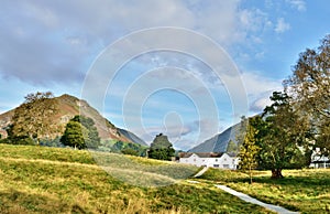 Helm Crag viewed from Grasmere, on a summers day. photo
