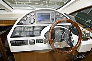 Helm of a Powerboat cruiser