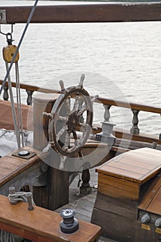 Helm of sailing boat