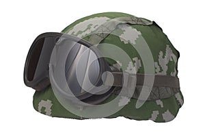Helmet with camouflage cover