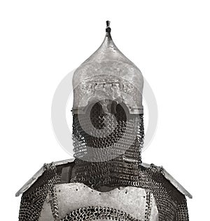 Helmet and chain mail armor isolated.