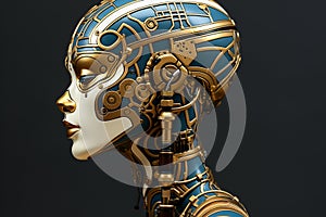 Helmet close up of of sexy robot beautiful woman hybrid, photorealism, AI Generative