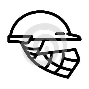 helmet cricket player head protect accessory line icon vector illustration