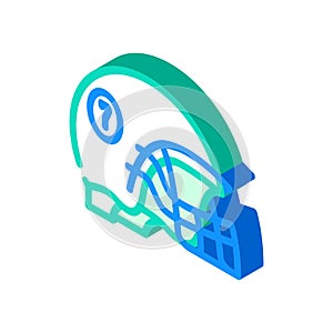 helmet football player head protective accessory isometric icon vector illustration